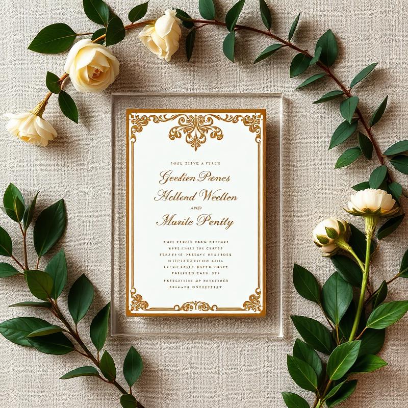 Acryl-Einladung mit Goldakzent